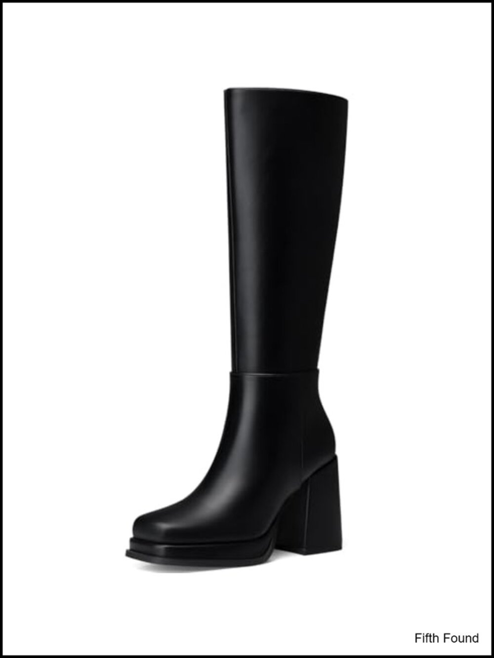 Women's Knee High Boots 3.5 Inch Platform Chunky Block Heel Square Toe Zip